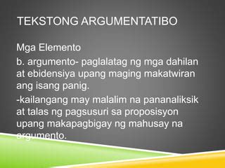 elemento ng tekstong argumentatibo|Aralin 6: Tekstong Argumentatibo SHS Grade 11 MELCs (Ver.2).
